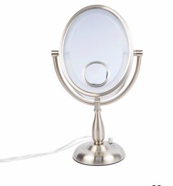 Lighted Vanity Mirror with 10x Magnification Spot Mirror - Satin Nickel