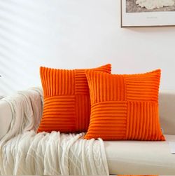 16H"x16"W Square striped corduroy soft flannel patchwork pillow cover Pack of 2