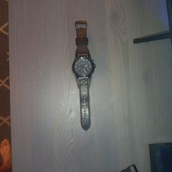 Fossil Nate Chronograph Black Leather Watch