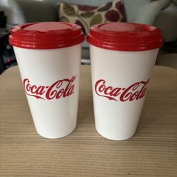 Classic Coca-Cola Reusable Plastic Cups with Lids