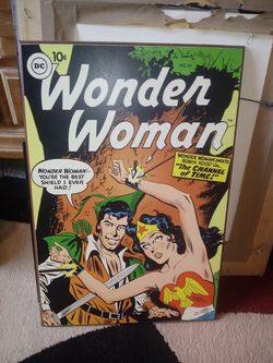 Wonder women saving Robin Hood wood portrait