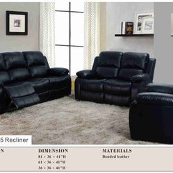 BRAND NEW 3 PIECES RECLINERS COUCH SET IN ORIGINAL BOX