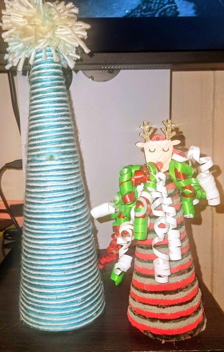 Handmade Yarn-Wrapped Holiday Trees