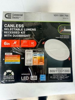 Canless selectable lumens recessed kit with duobright