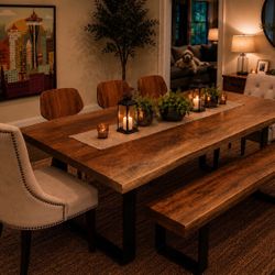 Gorgeous Solid Mango Wood Live Edge Dining Set - Free Delivery - Choose your own chairs!