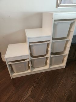 IKEA TROFAST White Storage Unit with Bins