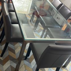Crate & Barrel Glass Dining Table