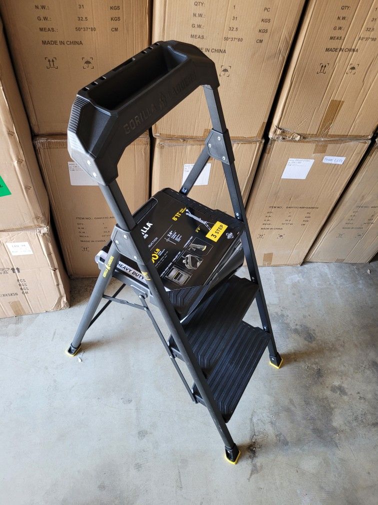 3-Step Pro-Grade Steel Step Stool, 300 lbs. Load Capacity Type IA Duty Rating (9ft. Reach Height)