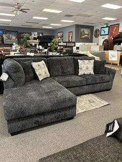 Dark Gray Fabric Sectional Sofa with Chaise