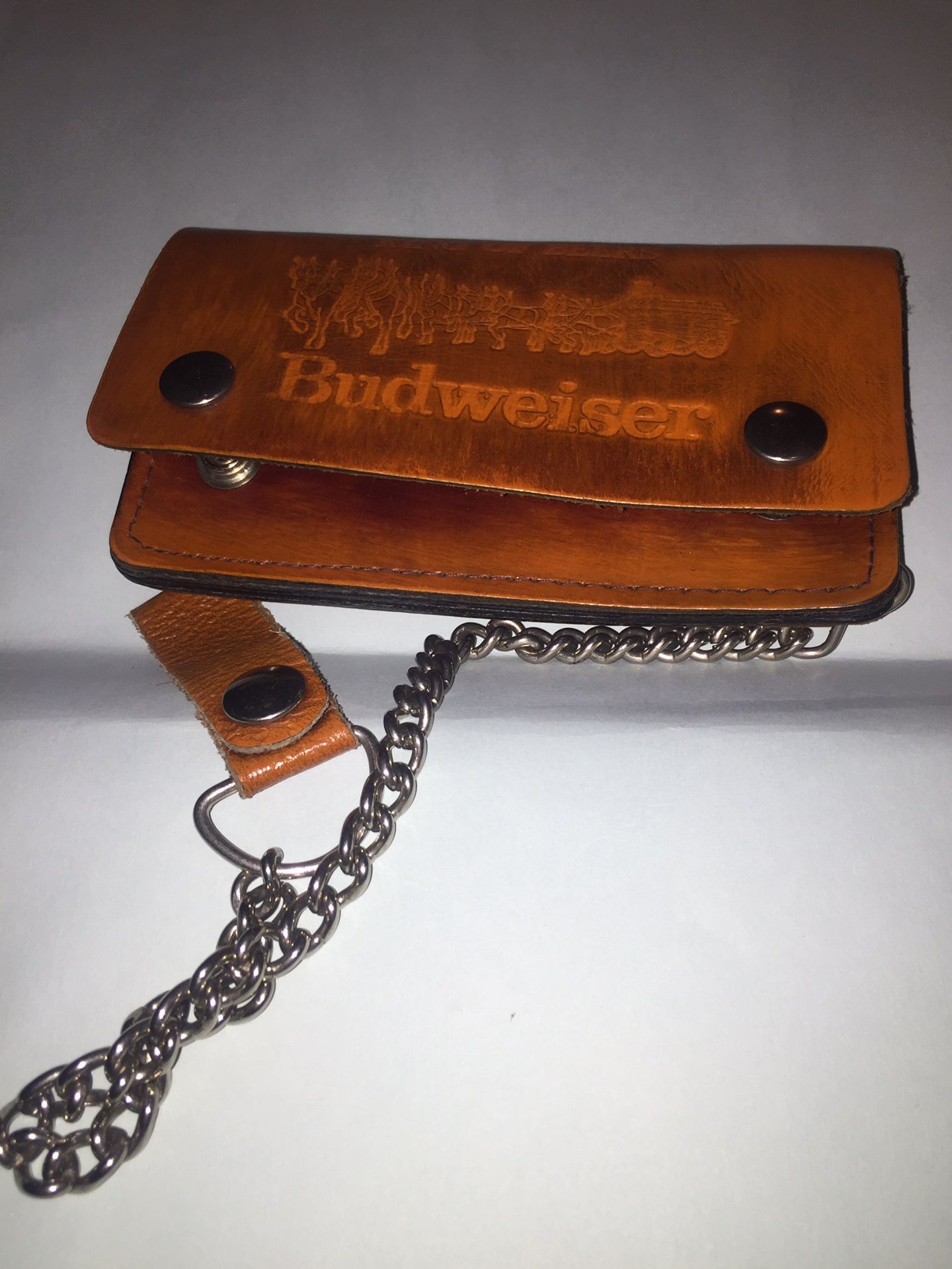 Genuine Leather Budweiser Biker Chain Wallet