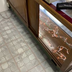 Antique Display Case With Lights The Back Slides Open