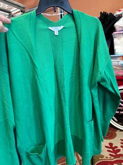 Time and Tru Green Open-Front Cardigan XXL