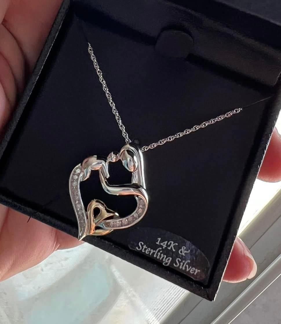 Mother and Infant Diamond in 14k Gold and Sterling Silver