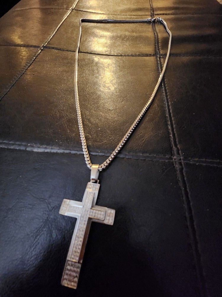 Bling CHAIN Cuban Link Cadena White Gold Crucifix Jesus Christ Jesucristo Lord Stainless Steel acero jewelry men's watch shiny diamonds white gold