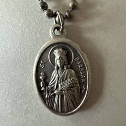 Ladies St Barbara Medal Italy Pendant and Necklace Chain