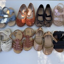 8 pairs of toddler girl shoes/sandals *SOLD AS SET*