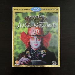 Disney Alice in Wonderland Blu-Ray 3D, Blu-ray, DVD & Digital Movies w/ Slipcover