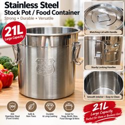 21L Stainless Steel Food Container / Stock Pot – 304 Food Grade – $15