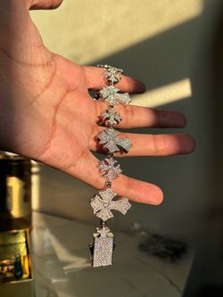 Iced Out Cross Link Bracelet