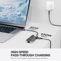 R RORO® USB-C Hub (8-in-1), with 100W PD3.0 Charge, 4K 60Hz 2K 144Hz HDMI 2.0, 3 x 5Gbps USB A 3.0 Ports, 1000Mbps / 1Gbps Ethernet Port, MicroSD TF a