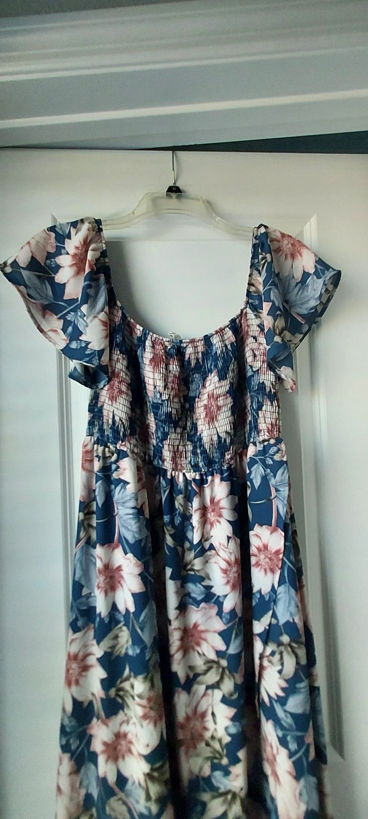 Pinkblush High Low Blue Floral Boho Empire Romantic Party Prairie Cottagecore L