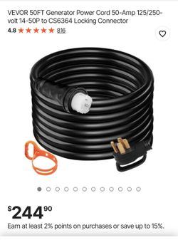 New 50ft 50amp generator extension cord