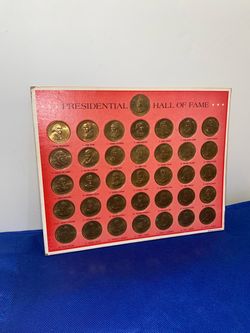 Vintage 1968 Franklin Mint “Presidential Hall of Fame” bronze token collection  set