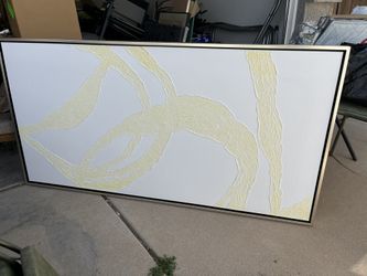 Huge Abstract Wall Art White Silver Textured Sparkle 74”x38”