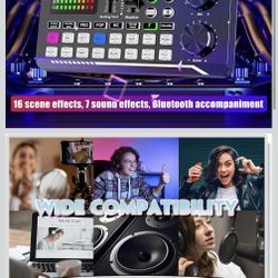 Professional Audio Mixer,  Live Sound Card and Audio Interface with DJ Mixer Effects and Voice Changer,Podcast Production Studio Equipment, Prefe