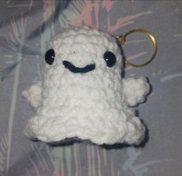 3in crocheted ghost Keychain