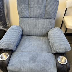 Massage Recliner Chairs with Heat and Vibration, Soft Velvet Singlg Reclining Chair Gray with USB charging port  $250