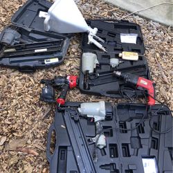 Three framing guns one Toronto hammer one roofing gun Hopper￼