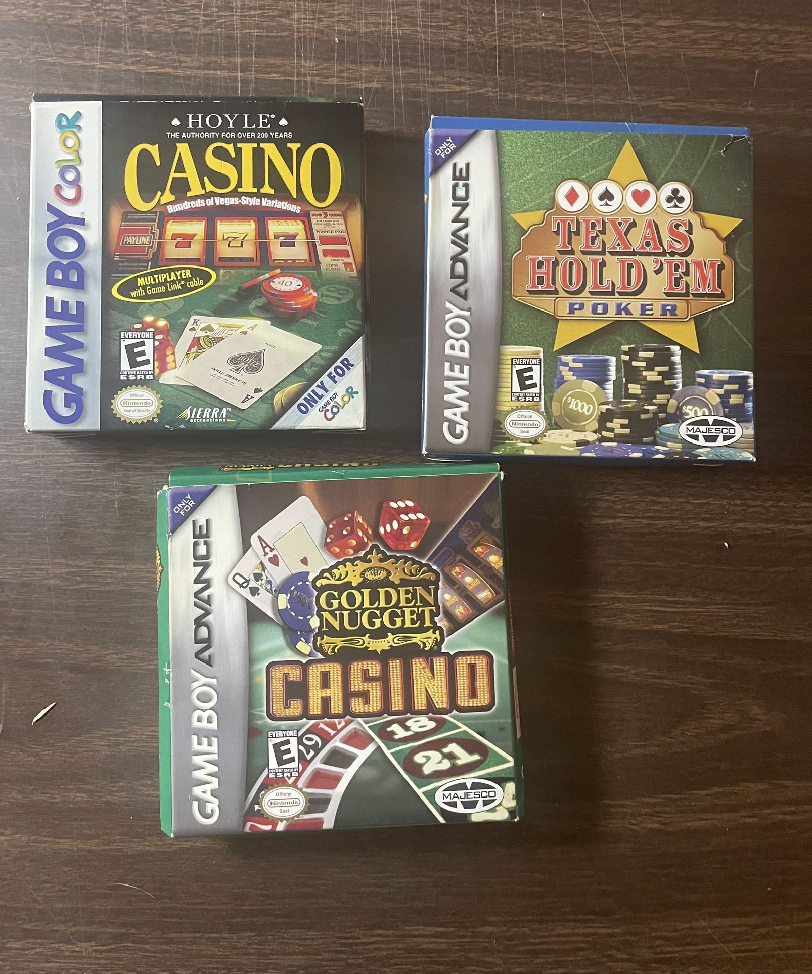 Lot of 3 Gameboy casino games Hoyle Casino, Golden Nugget casino, Texas Hold'em