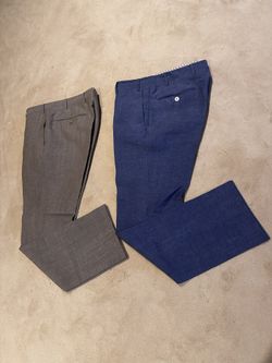 $1200 2 Pairs Corneliani Linen Blend Summer Pants Euro 48 R =US 32 Trousers Italian