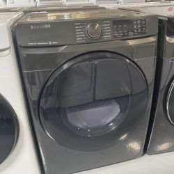 Samsung Black Stainless Steel 7.5 Cu. Ft. Smart Electric Dryer With Steam Sanitize 