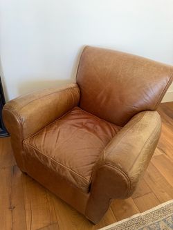 Pottery Barn Leather Chair and Ottoman
