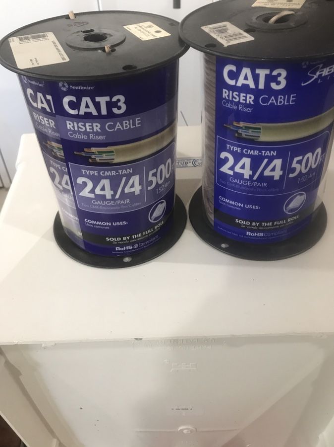 Phone wire 2-500ft. rolls cat 3. 24/4