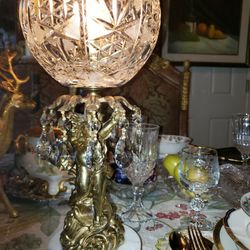 1940s Cherub Crystal Table Lamp