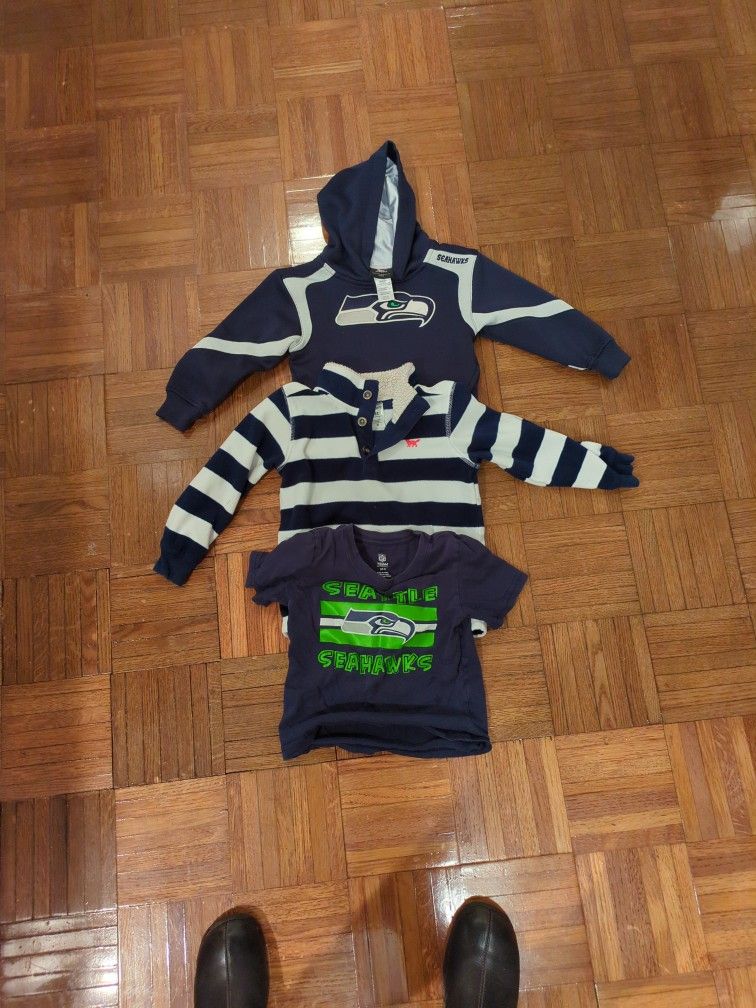 Seahawks Hoodie, Carters Velour Rugby Shirt, Seahawks T-shirt Size 3T