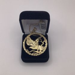 14k, Eagle Cutout Medallion Pendant 