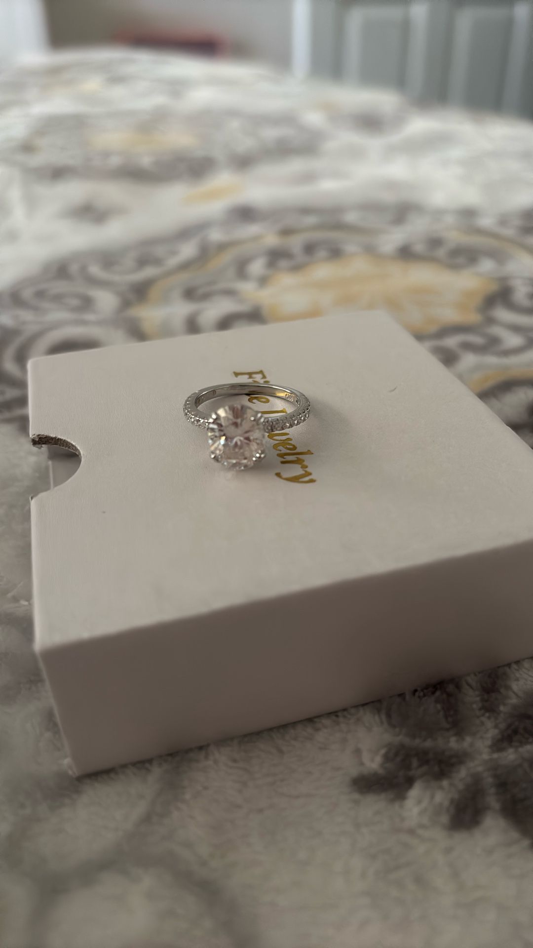 Sterling Silver Oval Cut Moissanite Ring Size 6