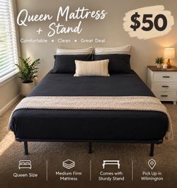 Queen Mattress with Metal Bed Stand