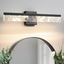 24 in Black LED Bathroom Vanity Light – Modern Wall Sconce 3000K Warm Light