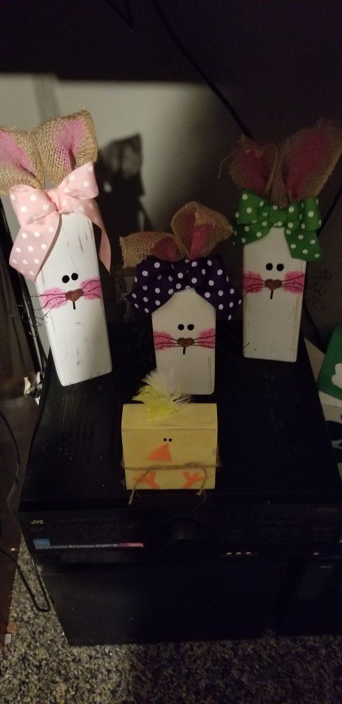 Hand Made Easter Bunnies And Chick