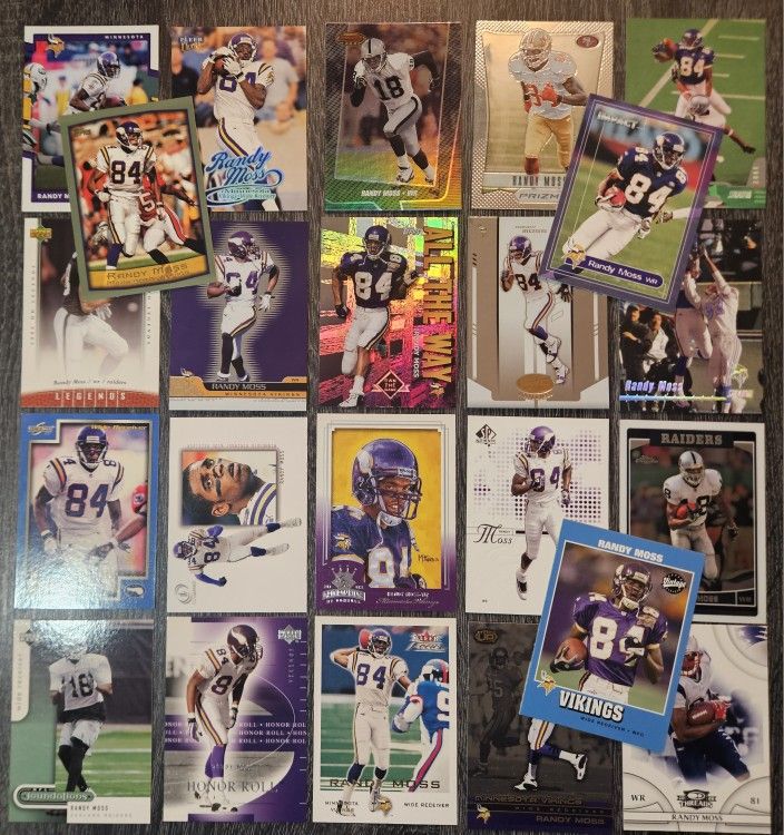 (23) All Different Randy Moss Football Card Lot Minnesota Vikings New England Patriots Raiders