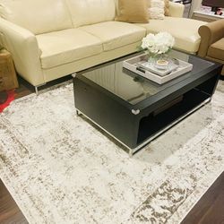 Dania Cream Leather Couch 