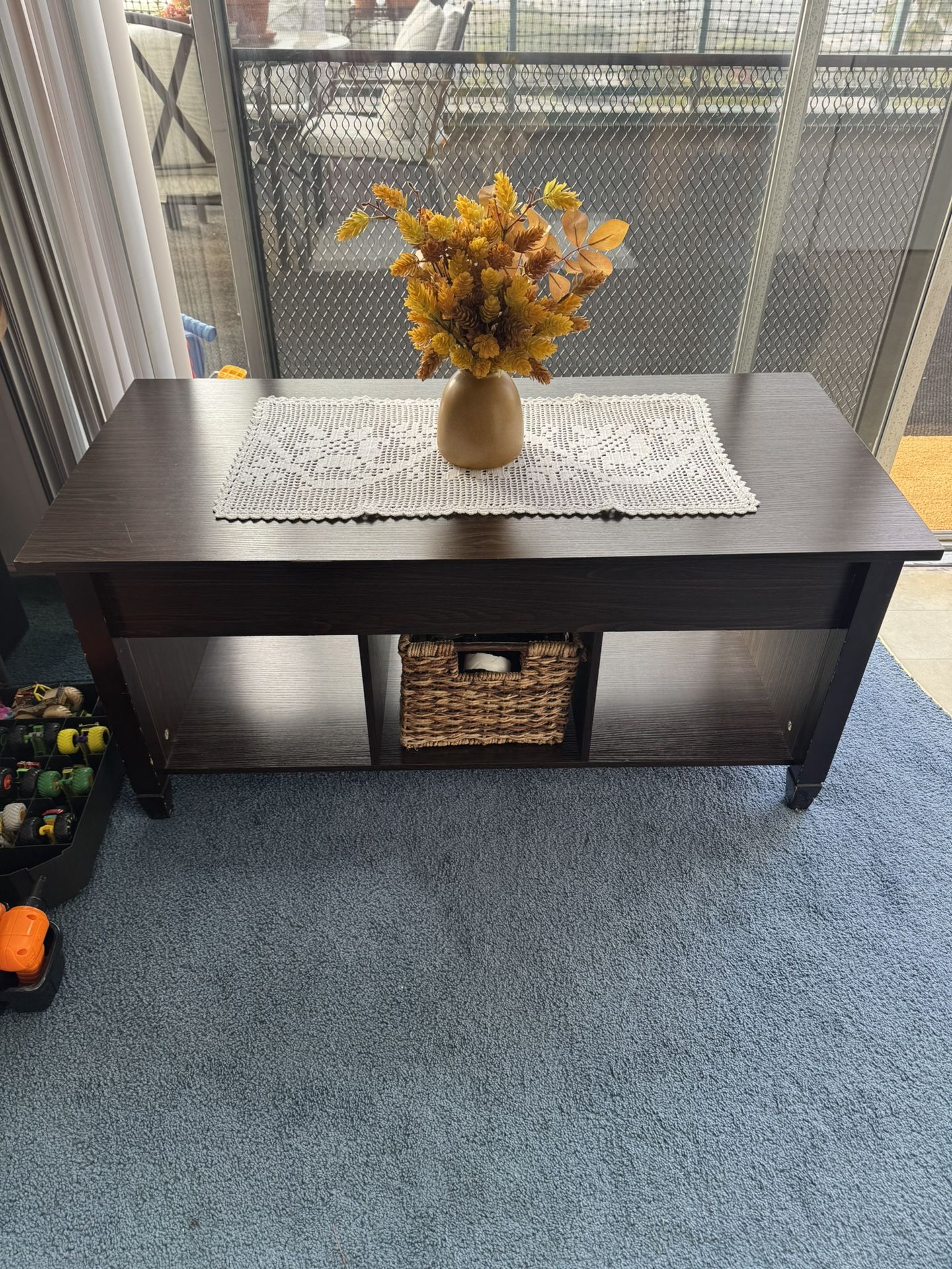 Coffee Table With Storage And Shelves Dark Brown