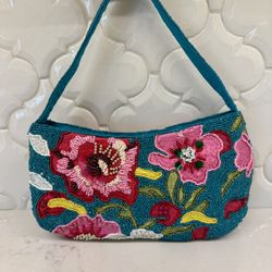 Beaded Floral Purse, Handmade In India