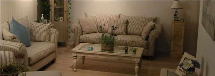 Pretty sofa and love seat with queen pullout sleeper