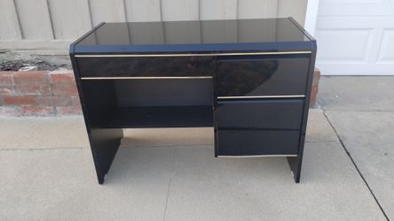 3 Drawer Black and Gold Desk